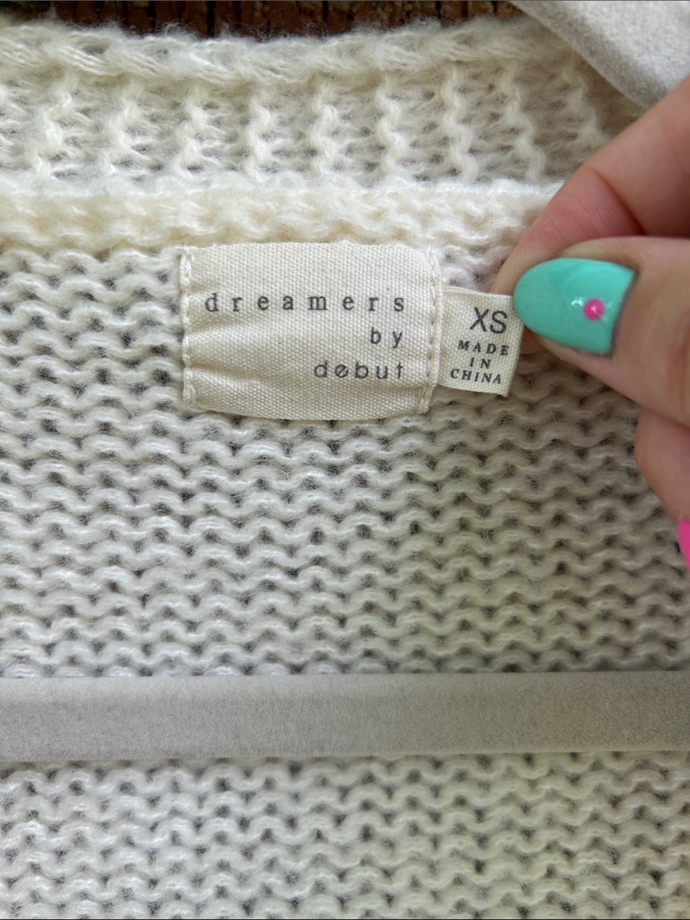 Cottagecore Cream Knit Cardigan with Pink Strawberry Appliqués - Picture 2 of 6